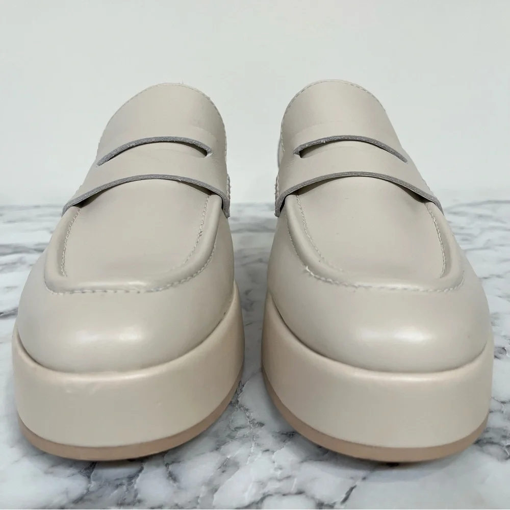 Dolce Vita Yanni Platform Penny Loafers Ivory Leather Women’s Size 10